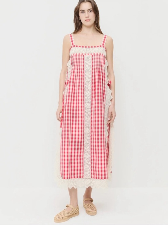 Loeffler Randall Dresses & Skirts - NWT Loeffler Randall Poppy Gingham Lace-Trim Midi Dress
